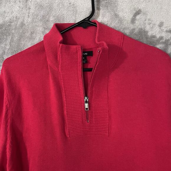 Alfani 1/4 Zip Pullover Sweater Merlot Red Mens Sz M Mock Neck - Picture 2 of 8